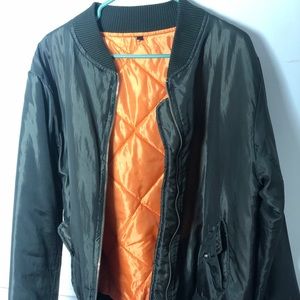 Dark Olive Bomber with Orange Padded Inside